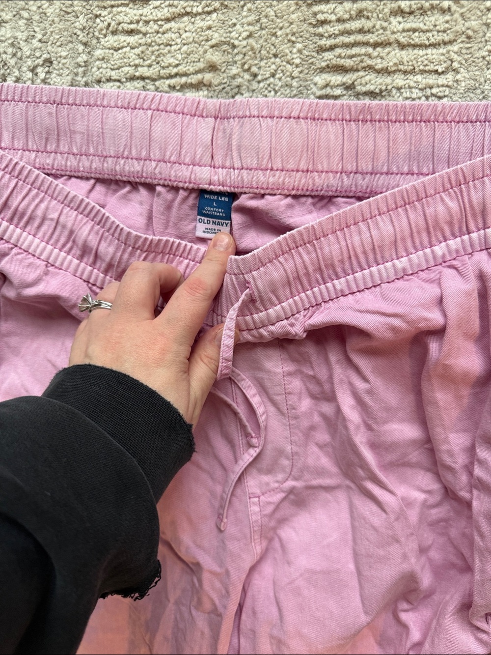 Pink Cargo Pants with Drawstring Waist - Picture 2 of 3